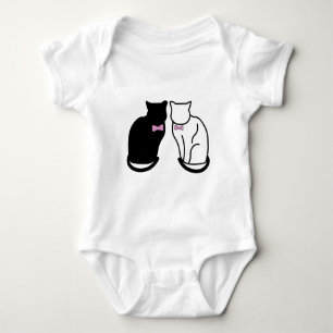 Schwarze und weiße Katze Baby Strampler