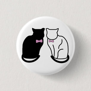 Schwarze und weiße Katze Button