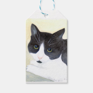 Schwarze und weiße Katze Geschenkanhänger
