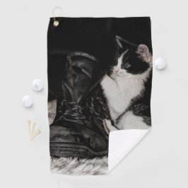 Schwarze und weiße Katze Golfhandtuch