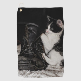 Schwarze und weiße Katze Golfhandtuch
