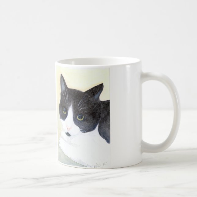 Schwarze und weiße Katze Kaffeetasse (Rechts)
