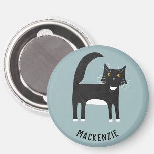 Schwarze und weiße Katze Personalisiert Magnet