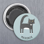 Schwarze und weiße Katze Personalisiert Magnet<br><div class="desc">Ein kleines,  schwarz-weißes Tuxedo-Katzendesign auf einem eisblauen Entenboden,  perfekt für Tier- und Haustierfreunde. Ändern Sie den Namen,  um ihn zu personalisieren. Originelle Kunst von Nic Squirrell.</div>
