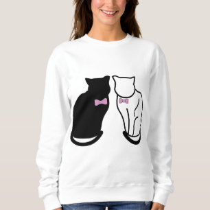 Schwarze und weiße Katze Sweatshirt