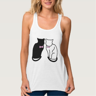 Schwarze und weiße Katze Tank Top
