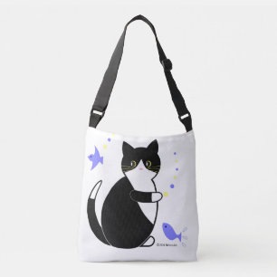 Schwarze und weiße Katze, Tuxedo Katze Tragetaschen Mit Langen Trägern