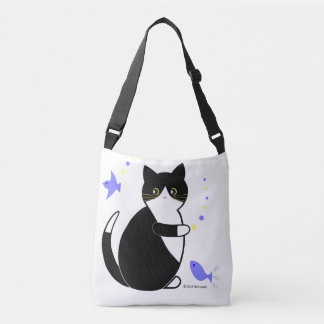 Schwarze und weiße Katze, Tuxedo Katze Tragetaschen Mit Langen Trägern