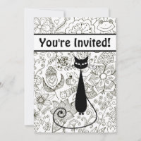 Schwarze und weiße Katze und Garten zum Geburtstag
