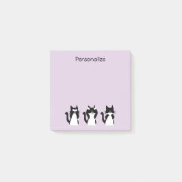 Schwarze und weiße Katzen | Drei kluge Kätzchen Li Post-it Klebezettel