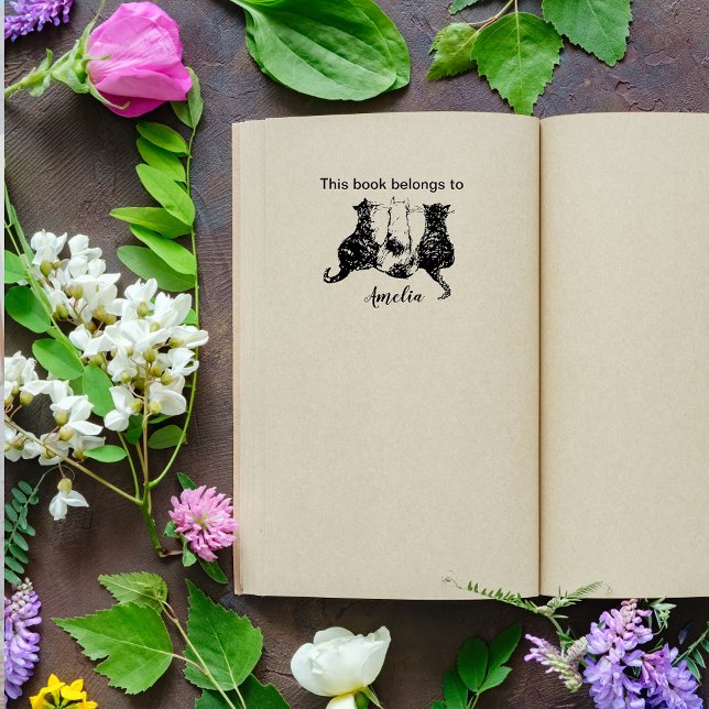 Schwarze und Weiße Katzen Illustriert Dieses Buch  Permastempel (Von Creator hochgeladen)