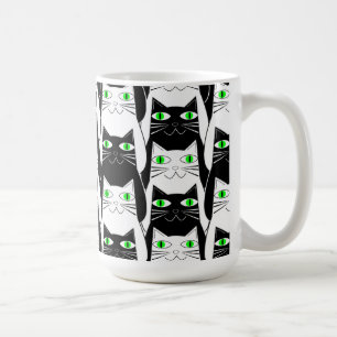 Schwarze und weiße Katzen Kaffeetasse