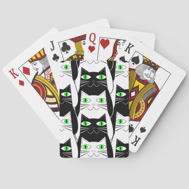 Schwarze und weiße Katzen Spielkarten (Rückseite)