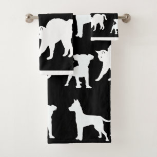 Schwarze und weiße Katzen und Hunde Badhandtuch Set