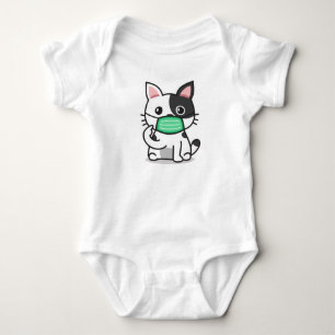 SCHWARZE UND WEISSE KATZKETTENMASKE BABYSUIT BABY STRAMPLER