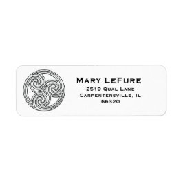 Schwarze und weiße keltische Knot-Triskelion-Label
