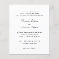 Schwarze und weiße klassische Hochzeitseinladung '