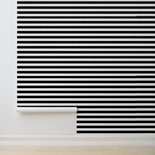 Schwarze und weiße klassische horizontale Streifen Tapete