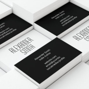 Schwarze und weiße klassische Schrift Indie-Autor Visitenkarte