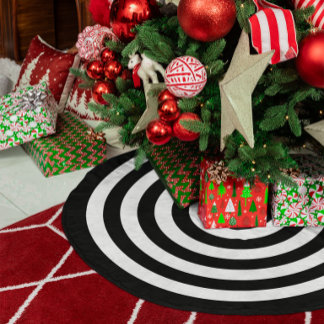 Schwarze und weiße konzentrische Kreise Ringe Must Polyester Weihnachtsbaumdecke
