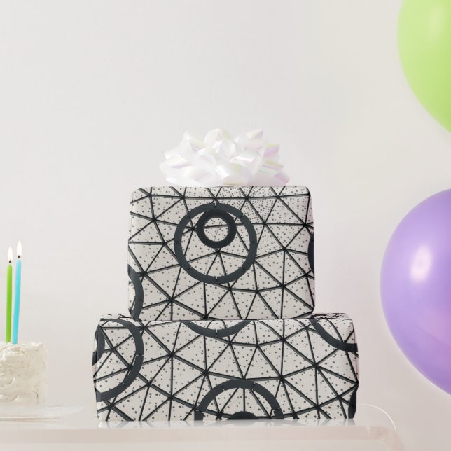 Schwarze und weiße Kreise Geschenkpapier (Partygeschenke)