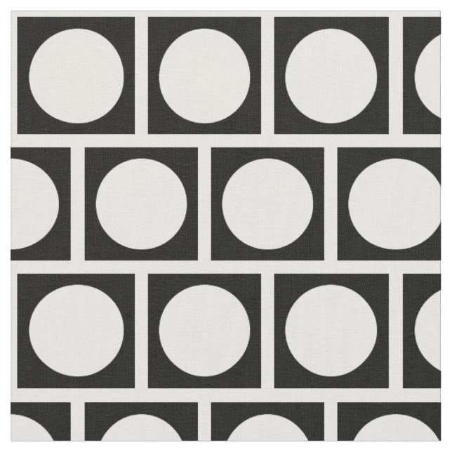 Schwarze und weiße Kreise und Quadrate Stoff (Nahaufnahme)