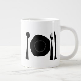 Schwarze und weiße Küchenutensilien Jumbo-Tasse
