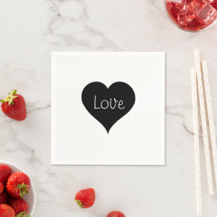 SCHWARZE UND WEISSE LIEBE - HERZSTELLE SERVIETTE