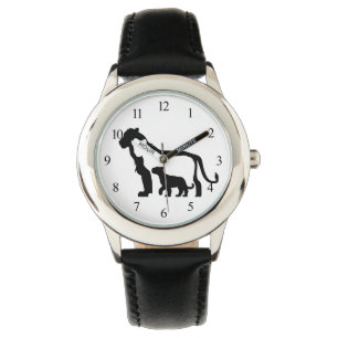 Schwarze und Weiße Löwen Armbanduhr