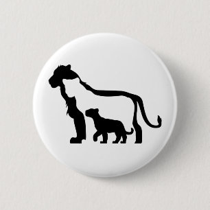 Schwarze und Weiße Löwen Button