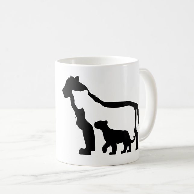 Schwarze und Weiße Löwen Kaffeetasse (VorderseiteRechts)