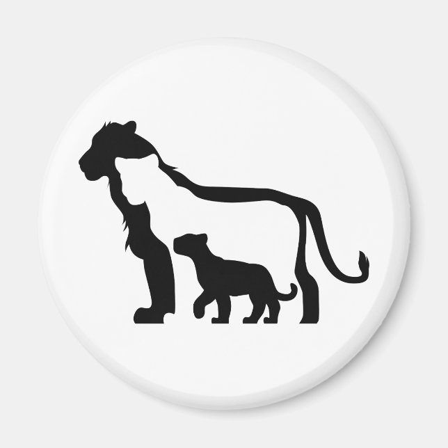 Schwarze und Weiße Löwen Magnet (Vorne)
