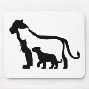 Schwarze und Weiße Löwen Mousepad