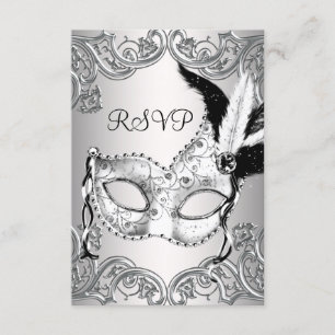 Schwarze und weiße Maskenparty-RSVP RSVP Karte