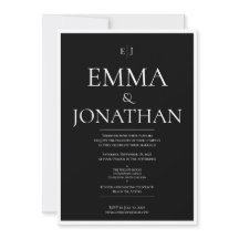 Schwarze und weiße minimalistische Hochzeitseinlad