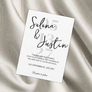 Schwarze und weiße minimalistische Hochzeitseinlad Einladung