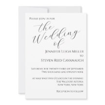 Schwarze und weiße minimalistische Hochzeitseinlad
