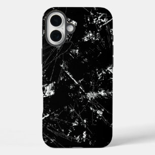 Schwarze und weiße moderne abstrakte Kratztextur iPhone 16 Plus Hülle