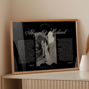 Schwarze und weiße moderne Schrift Hochzeitsgelübd Poster