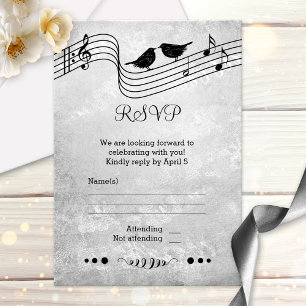 Schwarze und weiße Musik-Hochzeit-RSVP-Karte RSVP Karte