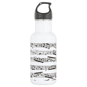 Schwarze und weiße Musiknoten Trinkflasche
