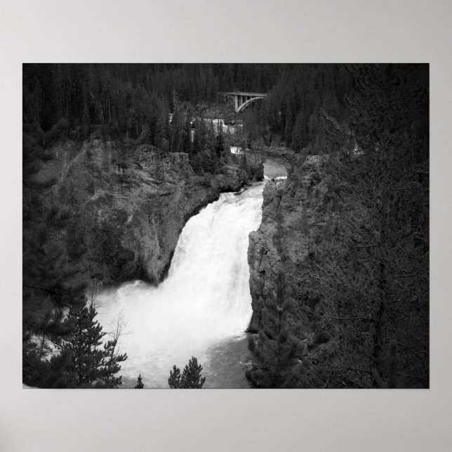 Schwarze und weiße Oberfälle von Gelbstein 16x20 Poster (Vorne)