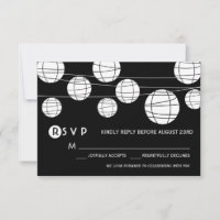 Schwarze und weiße Papierlaternen Hochzeit RSVP Ka