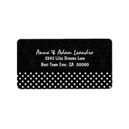 Schwarze und weiße Polka Dots Wedding E304D Adressaufkleber