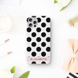 Schwarze und weiße Polka-Punkte, gepunktet, Ihr Na iPhone 16 Hülle