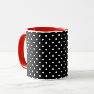 Schwarze und weiße Polka Punkte + Rot Tasse
