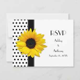 Schwarze und Weiße Punkte Hochzeit RSVP Karte