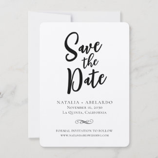 Schwarze und weiße Save The Date Karte Elegant