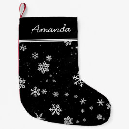 Schwarze und weiße Schneeflocken Elegant personali Kleiner Weihnachtsstrumpf