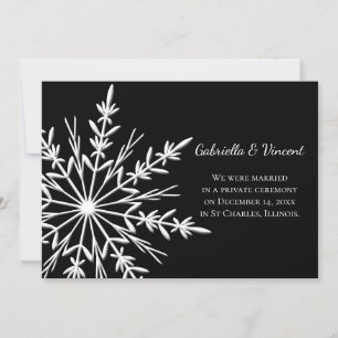 Schwarze und Weiße Schneeflocken-Hochzeit / Hochze Feiertagskarte